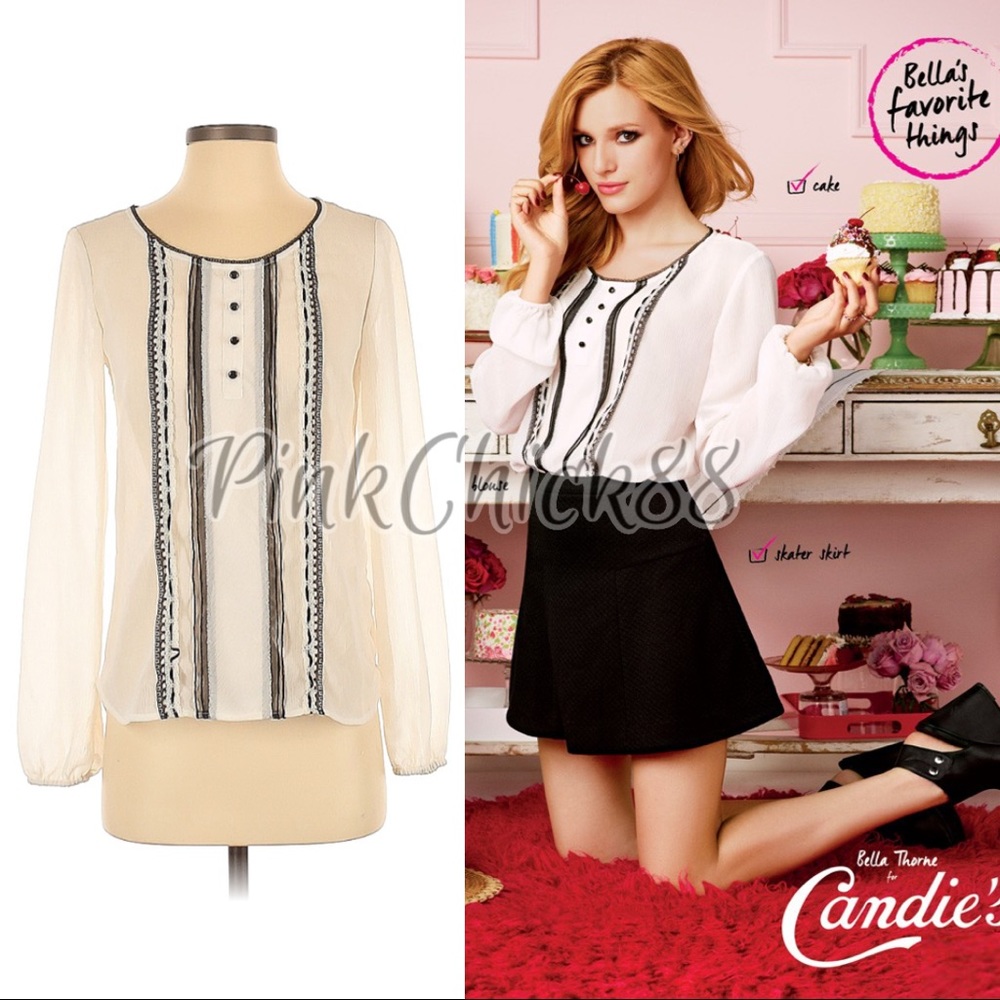 Bella Thorne Candie's Long Sleeve Blouse Size Large